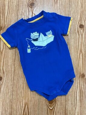 7/$20 Gymboree Blue Nautical Kitty One-Piece Short Sleeve Bodysuit Onesie